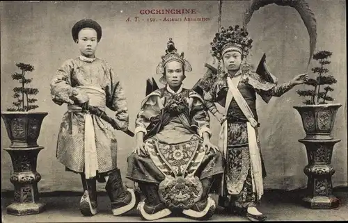 Ak Cochinchine Vietnam, Acteurs Annamites, Vietnamesen in Kostümen