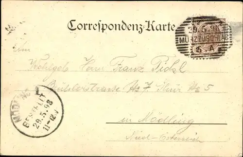 Ak Mürzzuschlag Steiermark, Totalansicht, Hotel Lambach, Denkmal