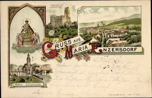 Litho Maria Enzersdorf Niederösterreich, Schloss Lichtenstein, Totalansicht