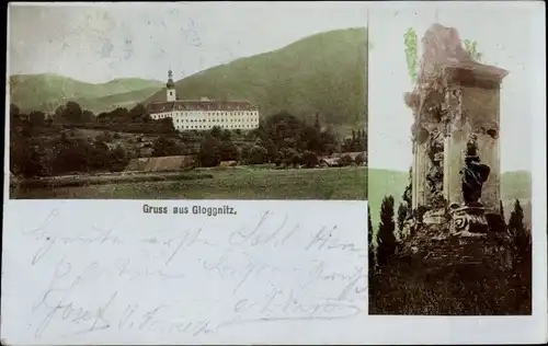 Ak Gloggnitz in Niederösterreich, Blick auf den Ort, Kapelle, Schloss