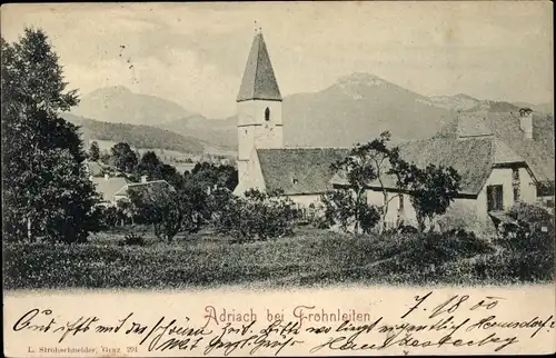 Ak Adriach Frohnleiten Steiermark, Blick auf den Ort, Kirche