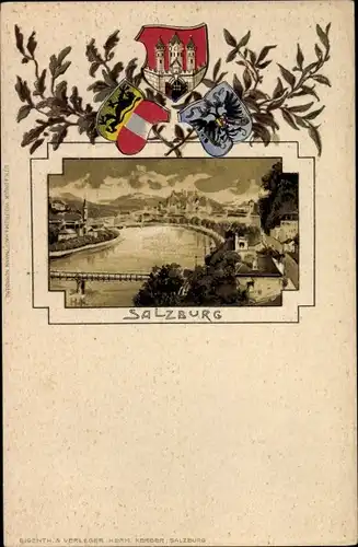 Wappen Ak Salzburg in Österreich, Blick aus der Vogelschau