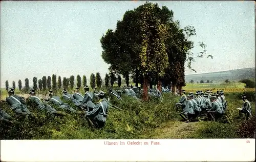 Ak Ulanen im Gefecht zu Fuß, Deutsche Soldaten in Uniformen
