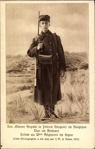 Ak Prince Léopold de Belgique, Duc de Brabant, 12 Régiment de Ligne