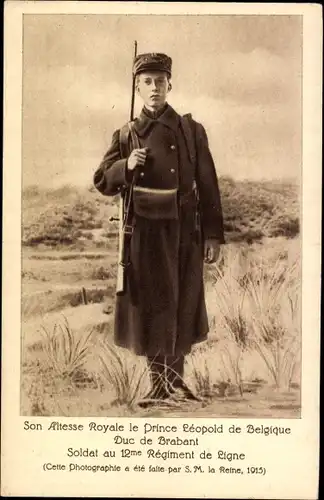 Ak Prince Léopold de Belgique, Duc de Brabant, 12 Régiment de Ligne