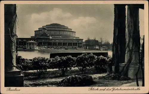 Ak Wrocław Breslau Schlesien, Blick auf die Jahrhunderthalle, Hala Stulecia