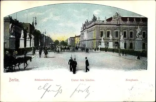 Ak Berlin Mitte, Unter den Linden, Schlossbrücke, Zeughaus