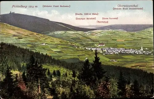Ak Oberwiesenthal Erzgebirge, Fichtelberg, Panorama