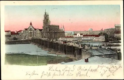 Ak Dresden Altstadt, Teilansicht, Brücke