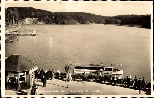 Ak Kriebstein Mittelsachsen, Blick von der Gaststätte Talsperre