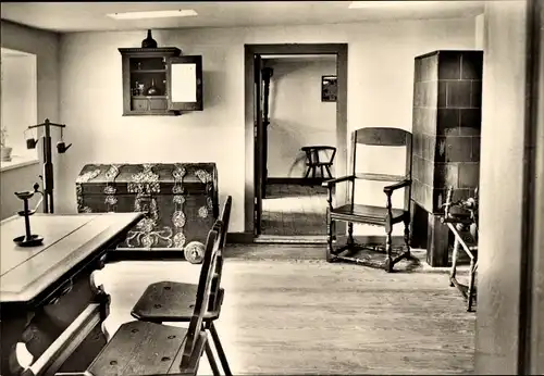 Ak Mueß Schwerin in Mecklenburg, Historisches Museum, Museumshof, Bäuerliche Wohnstube