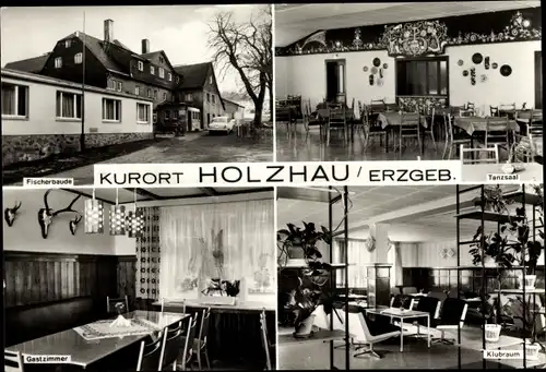 Ak Holzhau Rechenberg Bienenmühle Erzgebirge, Fischerbaude, Speisesaal, Klubraum, Gastzimmer