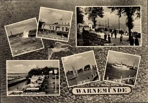 Ak Ostseebad Warnemünde Rostock, HOG Strandhaus mit Anker Bar, An der Mole,  Am Strom