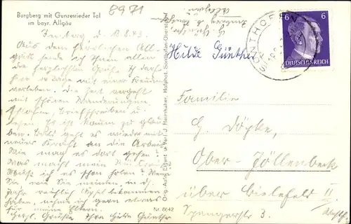 Ak Burgberg im Allgäu, Panorama mit Gunzesrieder Tal