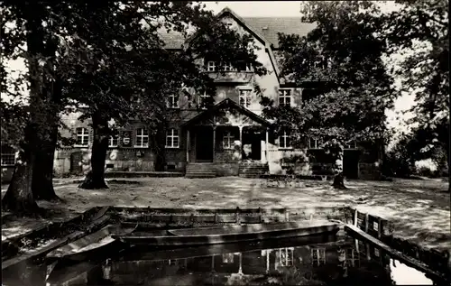 Ak Leipe Lübbenau Spreewald, Blick auf die Konsum Gaststätte, Ufer, Kähne