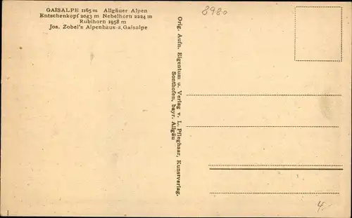 Ak Oberstdorf im Oberallgäu, Gaisalpe, Entschenkopf, Nebelhorn, Rubihorn