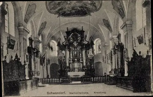 Ak Schwandorf im Oberpfälzer Wald Bayern, Wallfahrtskirche, Kreuzberg, Innenansicht