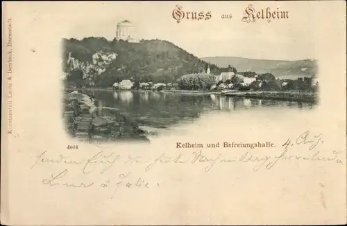 Ak Kelheim an der Donau Niederbayern,  Blick auf den Ort mit Befreiungshalle
