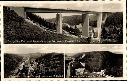 Ak Siebenlehn Großschirma in Sachsen, Reichsautobahnbrücke Muldental, Ausblick in das Muldental