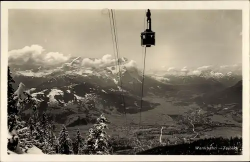 Ak Garmisch Partenkirchen in Oberbayern, Wankbahn in Fahrt, Panorama