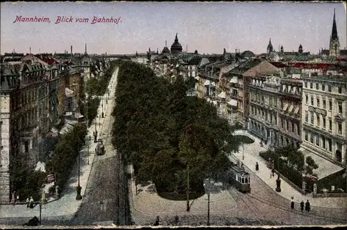 Ak Mannheim, Kaiserring vom Bahnhof gesehen