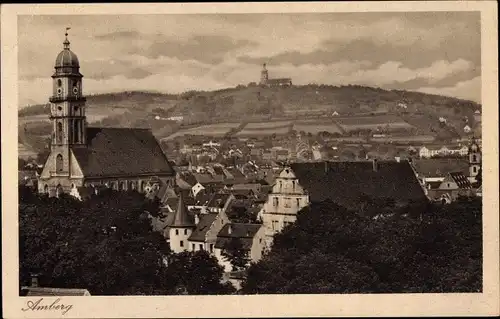 Ak Amberg in der Oberpfalz Bayern, Teilansicht mit Mariahilfberg, Kirche