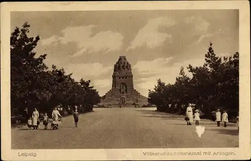 Ak Leipzig in Sachsen, Völkerschlachtdenkmal mit Anlagen