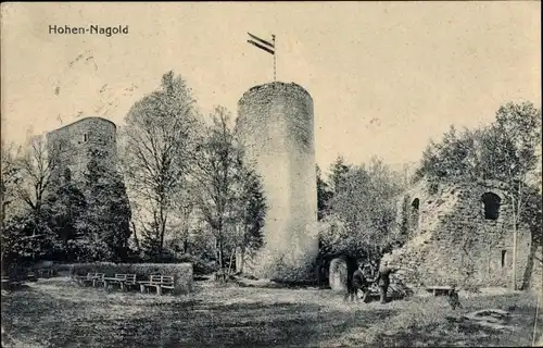 Ak Hohen Nagold im Schwarzwald, Burg, Ruine