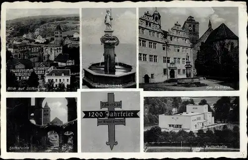 Ak Bad Hersfeld Hessen, Stiftsruine, Rathaus, Lullusbrunnen, Kulturhalle, 1200 Jahrfeier