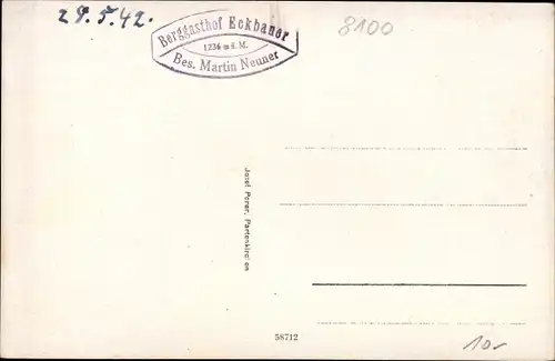 Ak Eckbauer Garmisch Partenkirchen in Oberbayern, Berggasthof Eckbauer