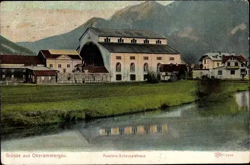 Ak Oberammergau in Oberbayern, Passions-Schauspielhaus