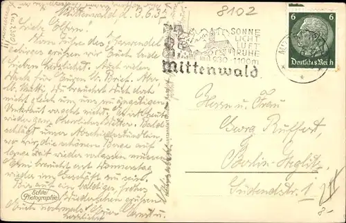 Ak Mittenwald in Oberbayern, gegen Karwendel