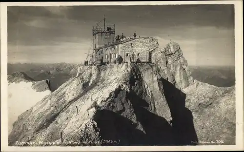 Ak Grainau in Oberbayern, Zugspitze Westgipfel, Münchener Haus