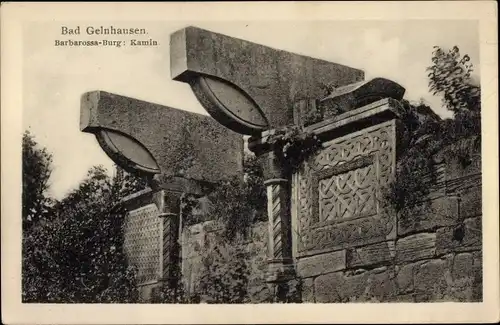 Ak Gelnhausen in Hessen, Barbarossaburg, Kamin