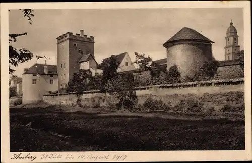 Ak Amberg in der Oberpfalz Bayern, Partie an der Stadtmauer