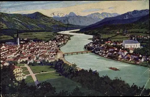 Ak Bad Tölz in Oberbayern, Gesamtansicht, Zottenjoch