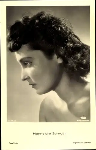 Ak Schauspielerin Hannelore Schroth, Portrait, Tobis Film, Ross A 2857 1