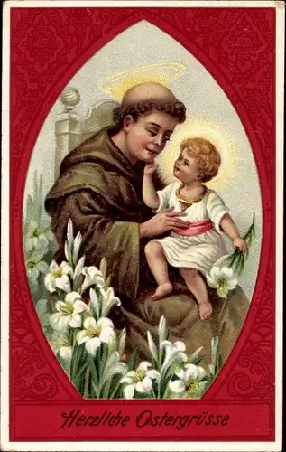 Passepartout Ak Glückwunsch Ostern, Heilige, Weiße Blumen