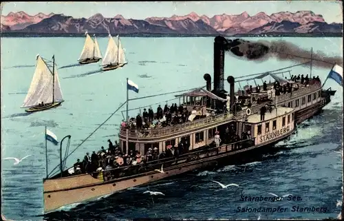 Ak Salondampfer Starnberg auf dem Starnberger See