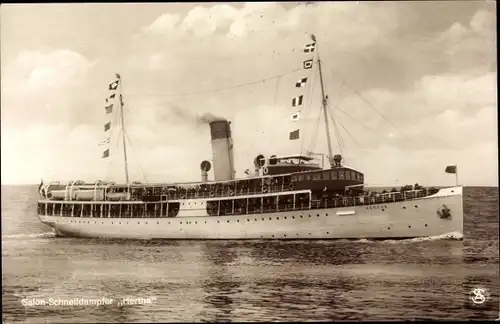 Ak Dampfer Hertha, Stettiner Oderwerke, Reederei Braeunlich, Salonschnelldampfer