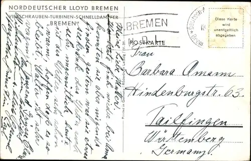 Ak Dampfer Bremen, Norddeutscher Lloyd Bremen, Leuchtturm