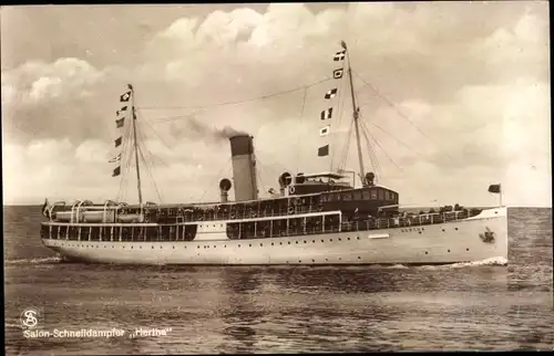 Ak Dampfer Hertha, Stettiner Oderwerke, Reederei Braeunlich, Salonschnelldampfer