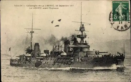Ak Französisches Kriegsschiff, Catastrophe de la Liberte 1911, Avant l'Explosion