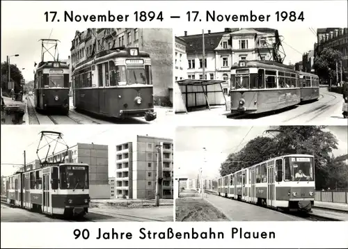 Ak Plauen im Vogtland, 90 Jahre Straßenbahn, 17. November 1894 bis 17. November 1984