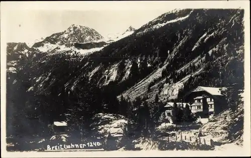 Foto Ak Mayrhofen in Tirol, Blick zum Breilahner, Haus, Berge, Schnee