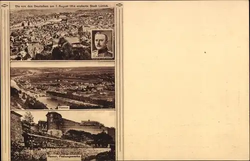 Ak Liège Lüttich Wallonien, Die von den Deutschen im Jahr 1914 eroberte Stadt Lüttich, Heerführer
