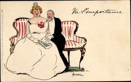 Künstler Ak Thackeray, Lance, Dünner Mann und dicke Frau auf einem Sofa