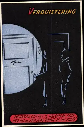 Ak Verduistering, het is helemaal donker bij de Jansens
