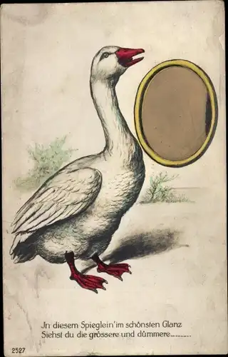 Ak In diesem Spieglein im schönsten Glanz siehst du die größere und dümmere Gans
