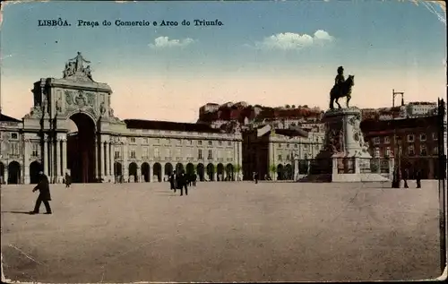 Ak Lisboa Lissabon Portugal, Praca do Comercio e Arco do Triunfo